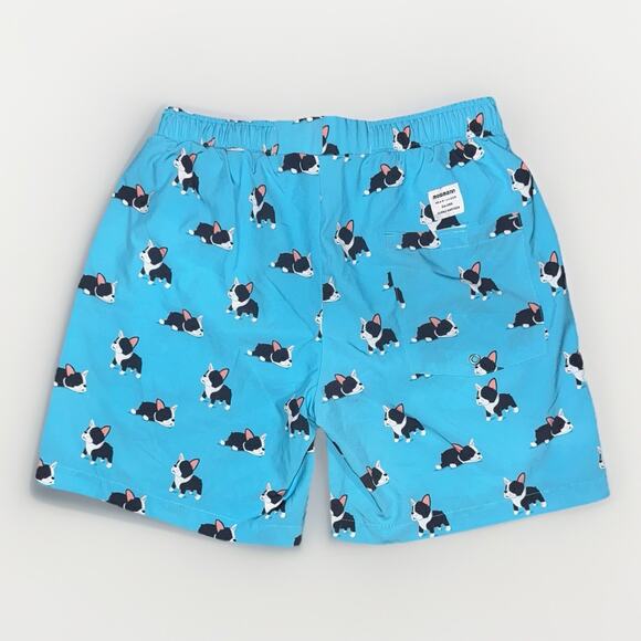 French Bulldog Mens SM Swim Trunk Blue Pockets Mesh Tie Close MOSMANN Wear Under - Picture 2 of 8